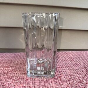 Mikasa Studio Nova Crystal Heavy Vase with Vertical Wavey Lines